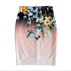 Frank Lyman Pencil Skirt Sz 8 Multicolor High Rise Floral Print Stretch